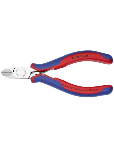 Alicate de corte diagonal para electrónica con filo de corte de metal duro con fundas multicomponentes 135 mm KNIPEX 77 02 135