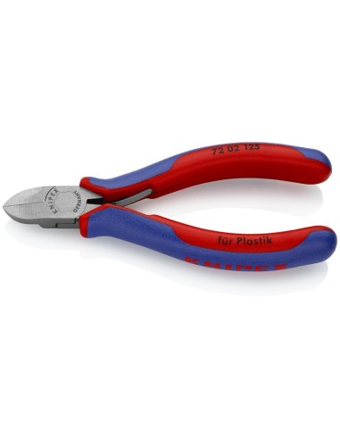 Alicate de corte diagonal para plásticos con fundas multicomponentes 125 mm KNIPEX 72 02 125