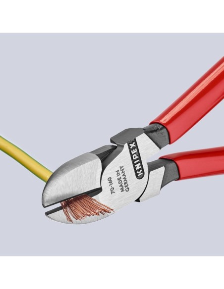 Alicate de corte diagonal recubiertos de plástico negro atramentado 160 mm KNIPEX 70 01 160 EAN