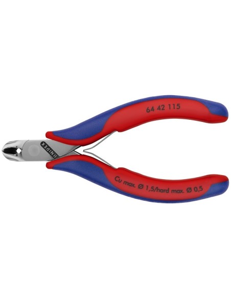 Alicate de corte frontal para electrónica con fundas multicomponentes 115 mm KNIPEX 64 42 115