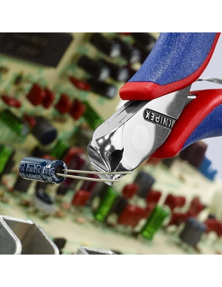 Alicate de corte frontal para electrónica con fundas multicomponentes 115 mm KNIPEX 64 42 115
