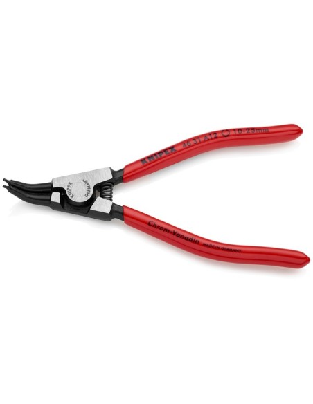 Alicate para arandelas para arandelas exteriores de ejes en ángulo de 45° recubiertos de plástico negro atramentado 130 mm KNIP