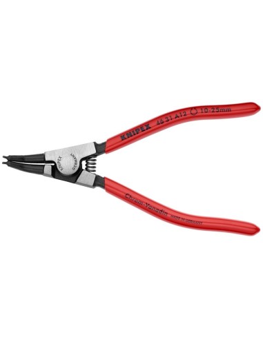 Alicate para arandelas para arandelas exteriores de ejes en ángulo de 45° recubiertos de plástico negro atramentado 130 mm KNIP
