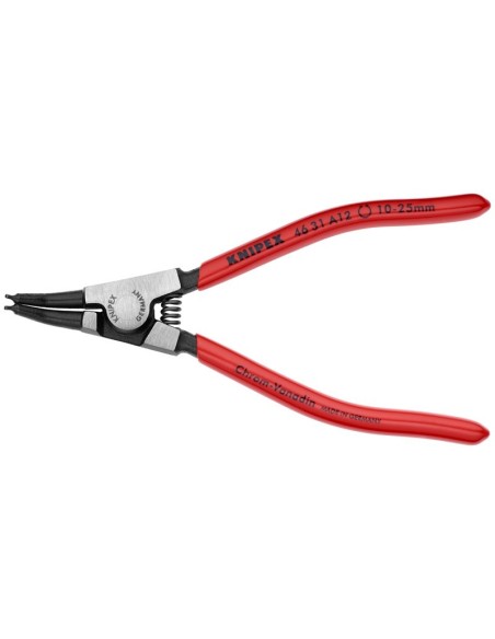 Alicate para arandelas para arandelas exteriores de ejes en ángulo de 45° recubiertos de plástico negro atramentado 130 mm KNIP