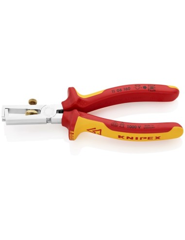 Alicate pelacables Con muelle de apertura universal aislados con fundas multicomponentes, según norma VDE cromado 160 mm KNIPEX