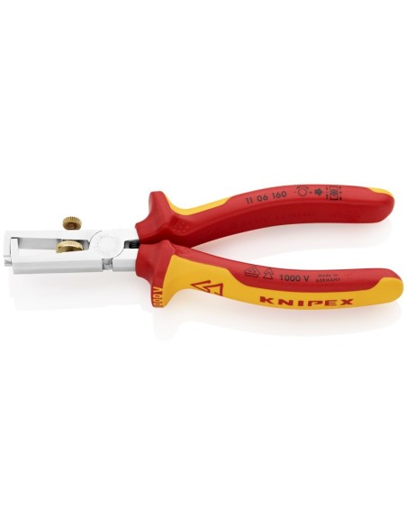 Alicate pelacables Con muelle de apertura universal aislados con fundas multicomponentes, según norma VDE cromado 160 mm KNIPEX