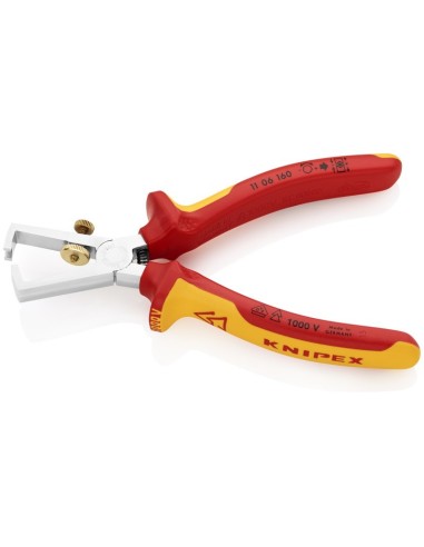 Alicate pelacables Con muelle de apertura universal aislados con fundas multicomponentes, según norma VDE cromado 160 mm KNIPEX