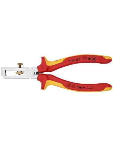 Alicate pelacables Con muelle de apertura universal aislados con fundas multicomponentes, según norma VDE cromado 160 mm KNIPEX