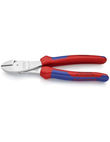 Alicates de corte diagonal de fuerza con fundas multicomponentes cromado 200 mm KNIPEX 74 05 200