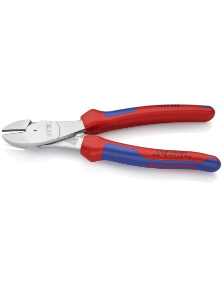 Alicates de corte diagonal de fuerza con fundas multicomponentes cromado 200 mm KNIPEX 74 05 200