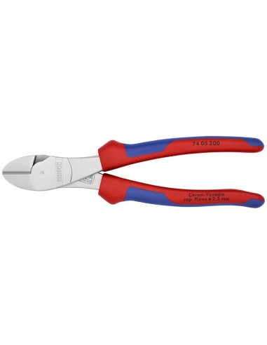 Alicates de corte diagonal de fuerza con fundas multicomponentes cromado 200 mm KNIPEX 74 05 200