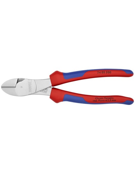 Alicates de corte diagonal de fuerza con fundas multicomponentes cromado 200 mm KNIPEX 74 05 200