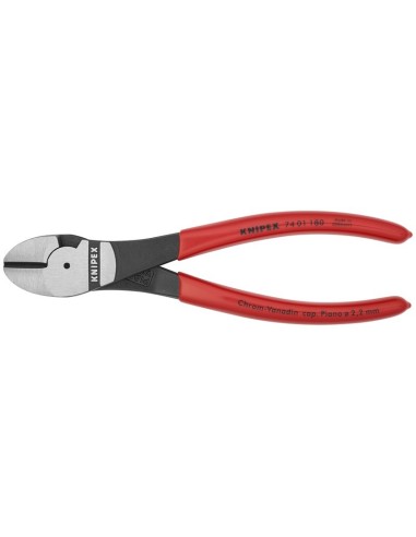 Alicates de corte diagonal de fuerza recubiertos de plástico negro atramentado 180 mm KNIPEX 74 01 180