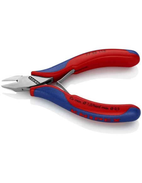 Alicates de corte diagonal para electrónica con fundas multicomponentes 115 mm KNIPEX 77 52 115