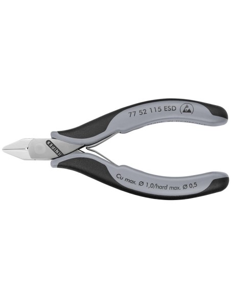 Alicates de corte diagonal para electrónica ESD con fundas multicomponentes 115 mm KNIPEX 77 52 115 ESD