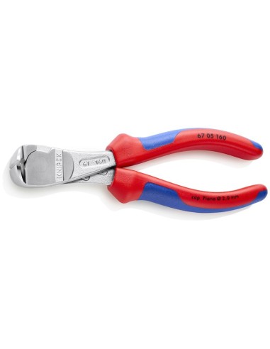 Alicates de corte frontal de fuerza con fundas multicomponentes cromado 160 mm KNIPEX 67 05 160