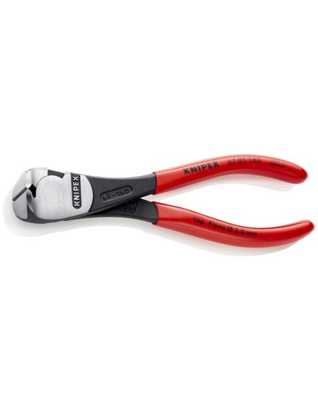 Alicates de corte frontal de fuerza recubiertos de plástico negro atramentado 160 mm (cartulina autoservicio/blíster) KNIPEX 67