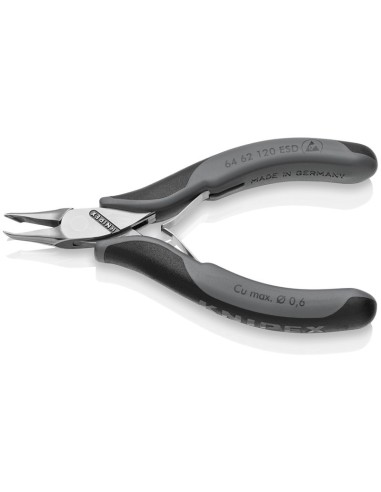 Alicates de corte frontal para electrónica ESD con fundas multicomponentes 120 mm KNIPEX 64 62 120 ESD
