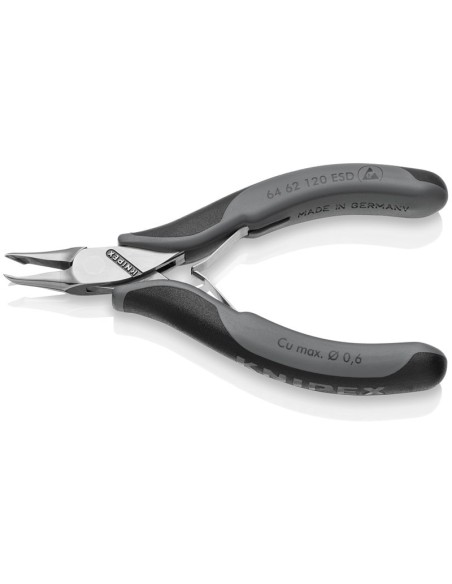 Alicates de corte frontal para electrónica ESD con fundas multicomponentes 120 mm KNIPEX 64 62 120 ESD
