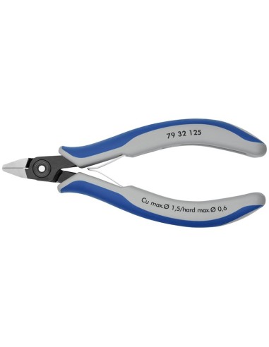Alicates de precisión de corte diagonal para electrónica con fundas multicomponentes bruñido 125 mm KNIPEX 79 32 125