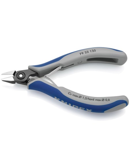 Alicates de precisión de corte diagonal para electrónica con fundas multicomponentes bruñido 125 mm KNIPEX 79 32 125