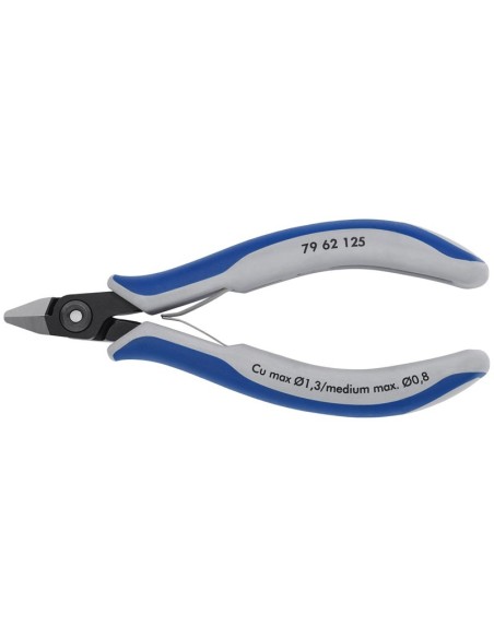 Alicates de precisión de corte diagonal para electrónica con fundas multicomponentes bruñido 125 mm KNIPEX 79 62 125