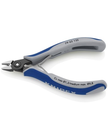 Alicates de precisión de corte diagonal para electrónica con fundas multicomponentes bruñido 125 mm KNIPEX 79 62 125