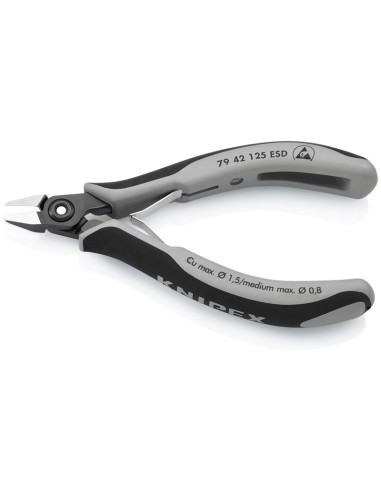 Alicates de precisión de corte diagonal para electrónica ESD con fundas multicomponentes bruñido 125 mm (cartulina autoservicio