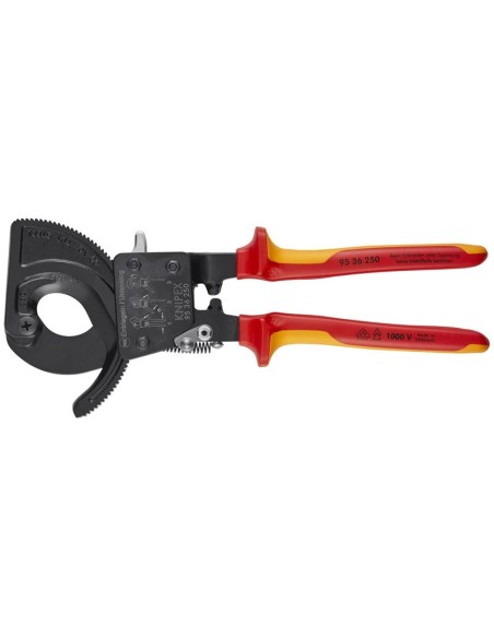Cortacables (tipo carraca) aislados con fundas multicomponentes, según norma VDE negro, lacado 250 mm (cartulina autoservicio/b