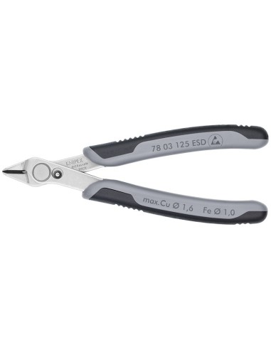Electronic Super Knips ESD con fundas multicomponentes 125 mm (cartulina autoservicio/blíster) KNIPEX 78 03 125 ESDSB