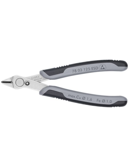 Electronic Super Knips ESD con fundas multicomponentes 125 mm (cartulina autoservicio/blíster) KNIPEX 78 03 125 ESDSB