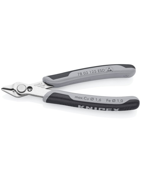Electronic Super Knips ESD con fundas multicomponentes 125 mm (cartulina autoservicio/blíster) KNIPEX 78 03 125 ESDSB