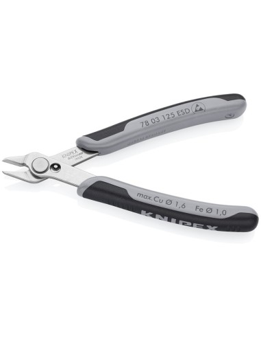 Electronic Super Knips ESD con fundas multicomponentes 125 mm (cartulina autoservicio/blíster) KNIPEX 78 03 125 ESDSB