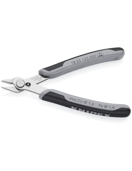 Electronic Super Knips ESD con fundas multicomponentes 125 mm (cartulina autoservicio/blíster) KNIPEX 78 03 125 ESDSB