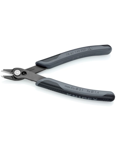 Electronic Super Knips XL ESD con fundas multicomponentes bruñido 140 mm (cartulina autoservicio/blíster) KNIPEX 78 61 140 ESD