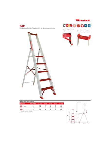 PAF | Escalera de tijera en fibra de vidrio con peldaños cómodos