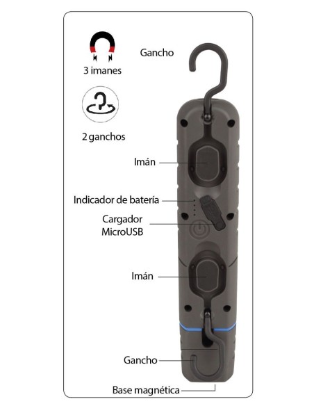 ALYCO 190573 Linterna recargable reforzada abatible bifocal