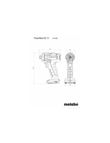 TALADRO ATORNILLADOR A BATERÍA 12V, METABO 601036890 PowerMaxx BS 12