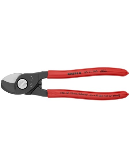 Tijeras cortacables recubiertos de plástico bruñido 165 mm (cartulina autoservicio/blíster) KNIPEX 95 11 165 SB