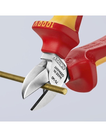 Alicate de corte diagonal aislados con fundas multicomponentes, según norma VDE cromado 140 mm KNIPEX 70 06 140