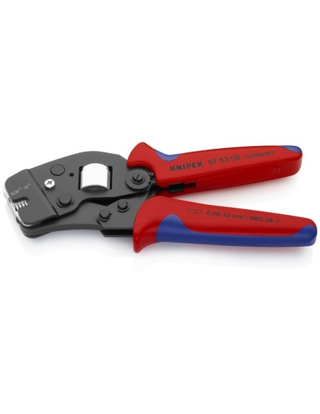 Alicate autoajustable para crimpar punteras huecas de acceso frontal con fundas multicomponentes bruñido 190 mm (cartulina auto