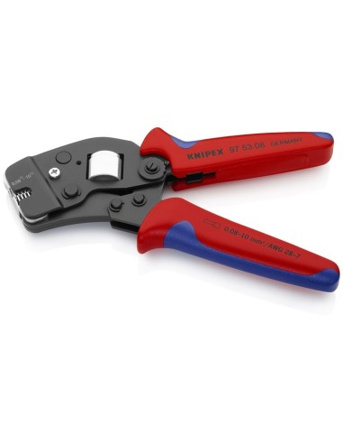 Alicate autoajustable para crimpar punteras huecas de acceso frontal con fundas multicomponentes bruñido 190 mm (cartulina auto