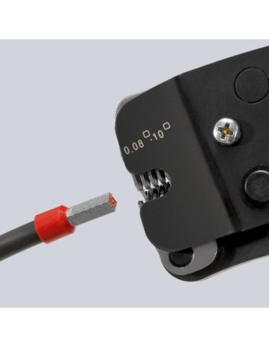 Alicate autoajustable para crimpar punteras huecas de acceso frontal con fundas multicomponentes bruñido 190 mm (cartulina auto