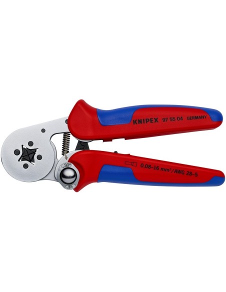 Alicate autoajustable para crimpar punteras huecas de acceso lateral con fundas multicomponentes cromado 180 mm KNIPEX 97 55 04