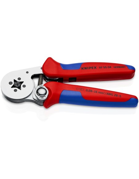Alicate autoajustable para crimpar punteras huecas de acceso lateral con fundas multicomponentes cromado 180 mm KNIPEX 97 55 04