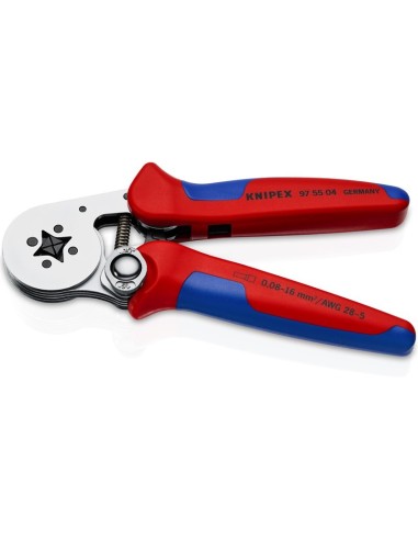 Alicate autoajustable para crimpar punteras huecas de acceso lateral con fundas multicomponentes cromado 180 mm KNIPEX 97 55 04