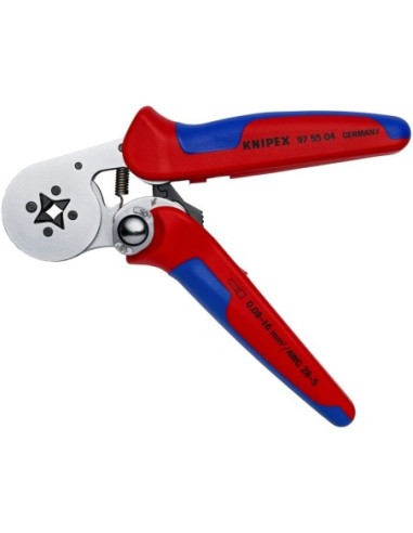 Alicate autoajustable para crimpar punteras huecas de acceso lateral con fundas multicomponentes cromado 180 mm KNIPEX 97 55 04