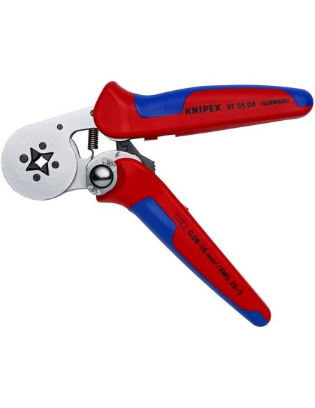 Alicate autoajustable para crimpar punteras huecas de acceso lateral con fundas multicomponentes cromado 180 mm KNIPEX 97 55 04