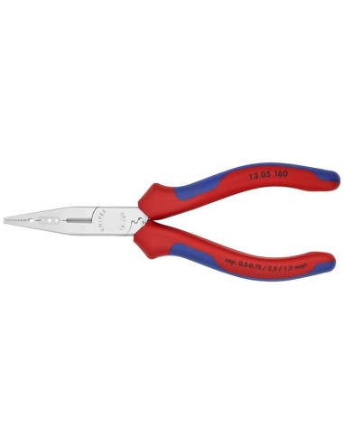 Alicate de electricista con fundas multicomponentes cromado 160 mm KNIPEX 13 05 160