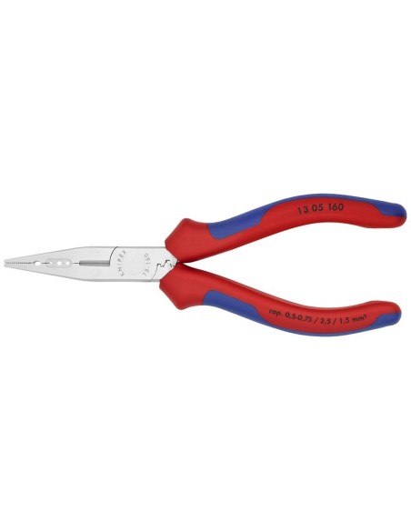Alicate de electricista con fundas multicomponentes cromado 160 mm KNIPEX 13 05 160